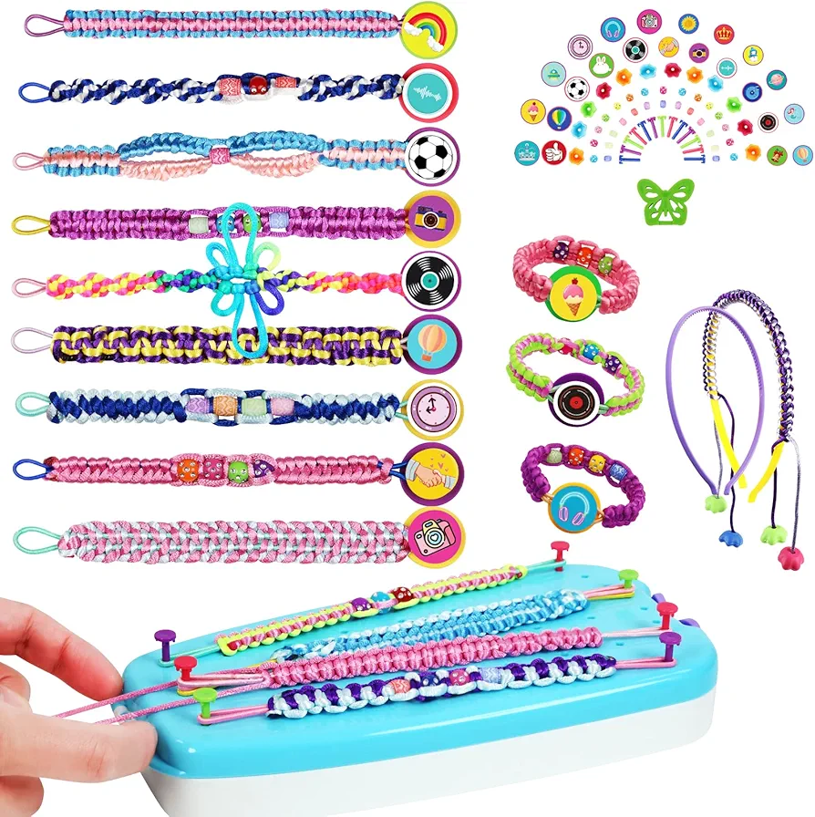 Friendship Bracelet Making Kit for Teen Girls - Arts and Crafts Ideas for Kids Age 6 7 8 9 10-12, DIY Handmade Toys for Birthday Christmas Gifts, Great for Road Trip with Featuring Instructions