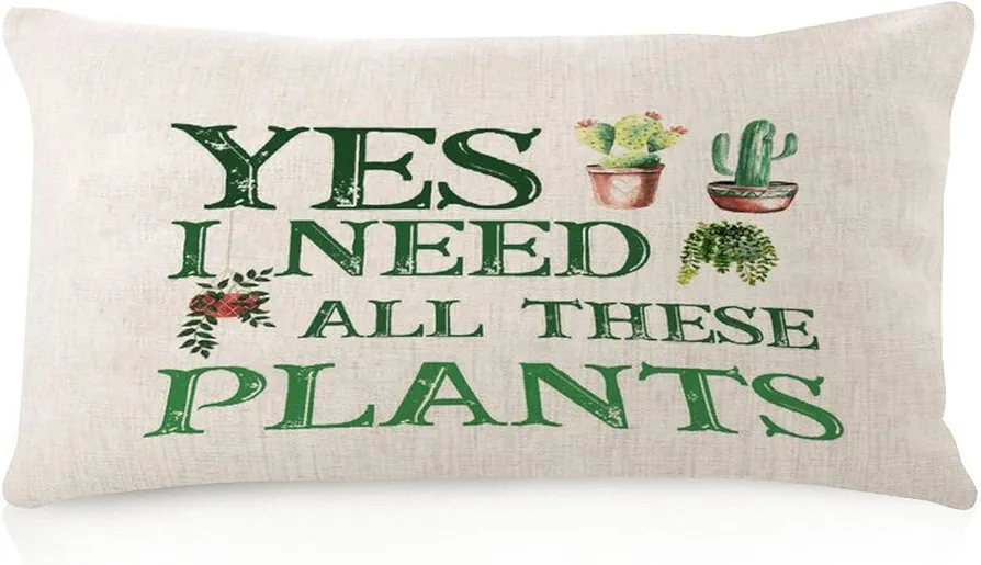 Yes I Really Do Need All These Plants Body Pillow Cover Two Sided 12x20 Linen Aztec Toss Soft Body Pillow Pillowcase Succulent Teachers Gift Classroom Rectangle Pillow Covers for Tent Gallery Outside