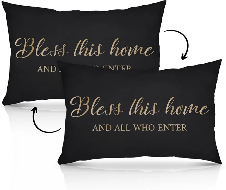 House Warming Gifts Throw Pillow Cover, Blessed This Home Pillow Cover Housewarming Gift New Home Waist Pillowcase for Bed Couch, Inspirational Gifts Living Room Bedroom Decor Cushion Cover -08