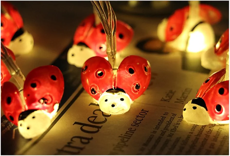 LJM 20 Led Battery Operated Lovely String Lights for Indoor Outdoor Decoration for Baby Boy Girl Birthday (Lady Bug)