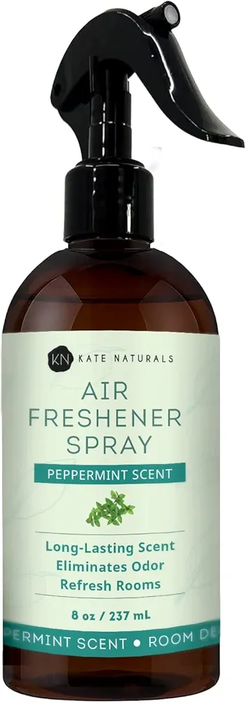 Kate Naturals Peppermint Air Freshener Spray for Room & Car with Natural Mint. Peppermint Spray for Bathroom & Linen (8 fl oz, Non Toxic)