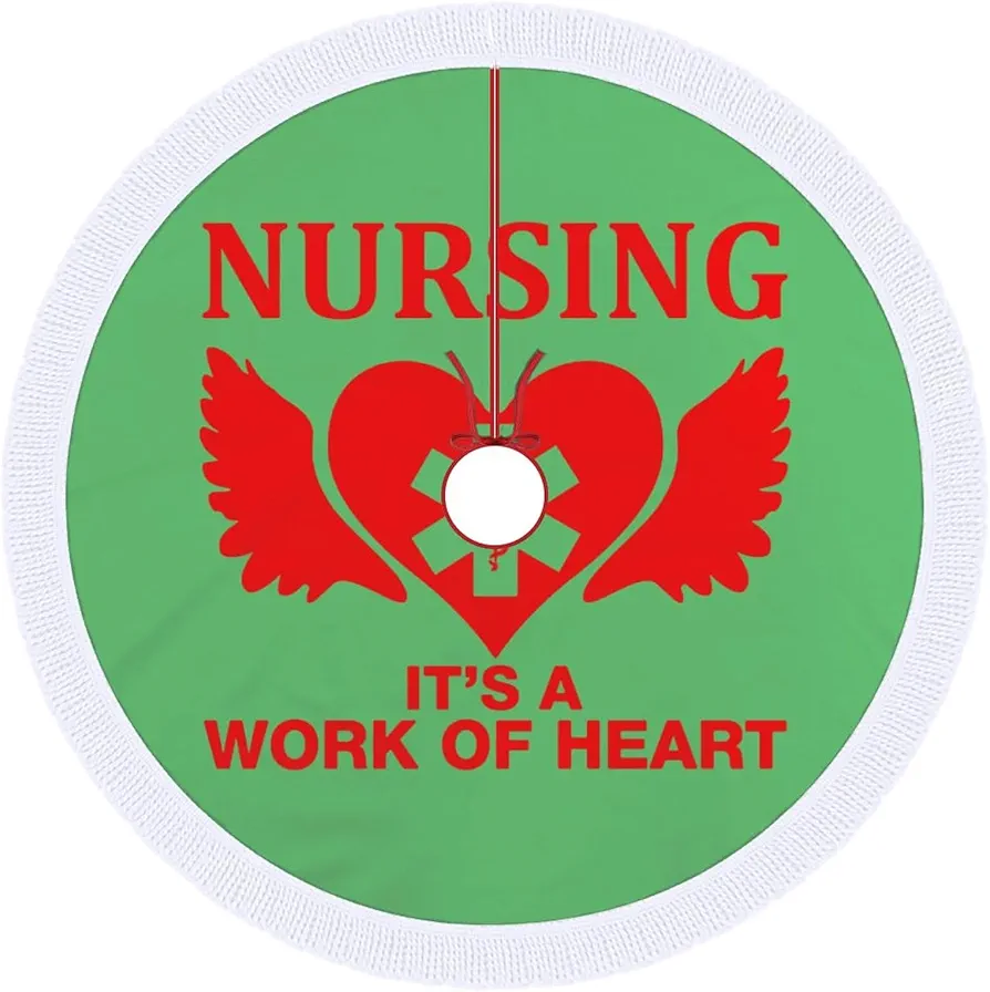 Nursing is A Work of Heart Christmas Tree Skirt Mat Party Decorations Indoor Outdoor Living Room Home Decor 36"x36"