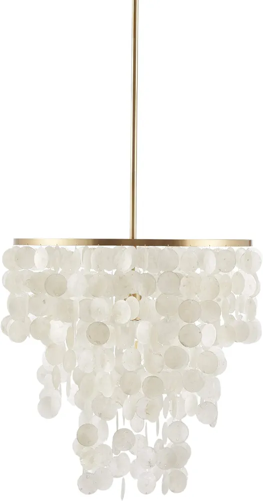 Urban Habitat Isla Modern Classic Chandeliers-Metal, White Shell Shade Pendant Ligthing Lamp Ceiling Dining Room Lighting Fixtures Hanging