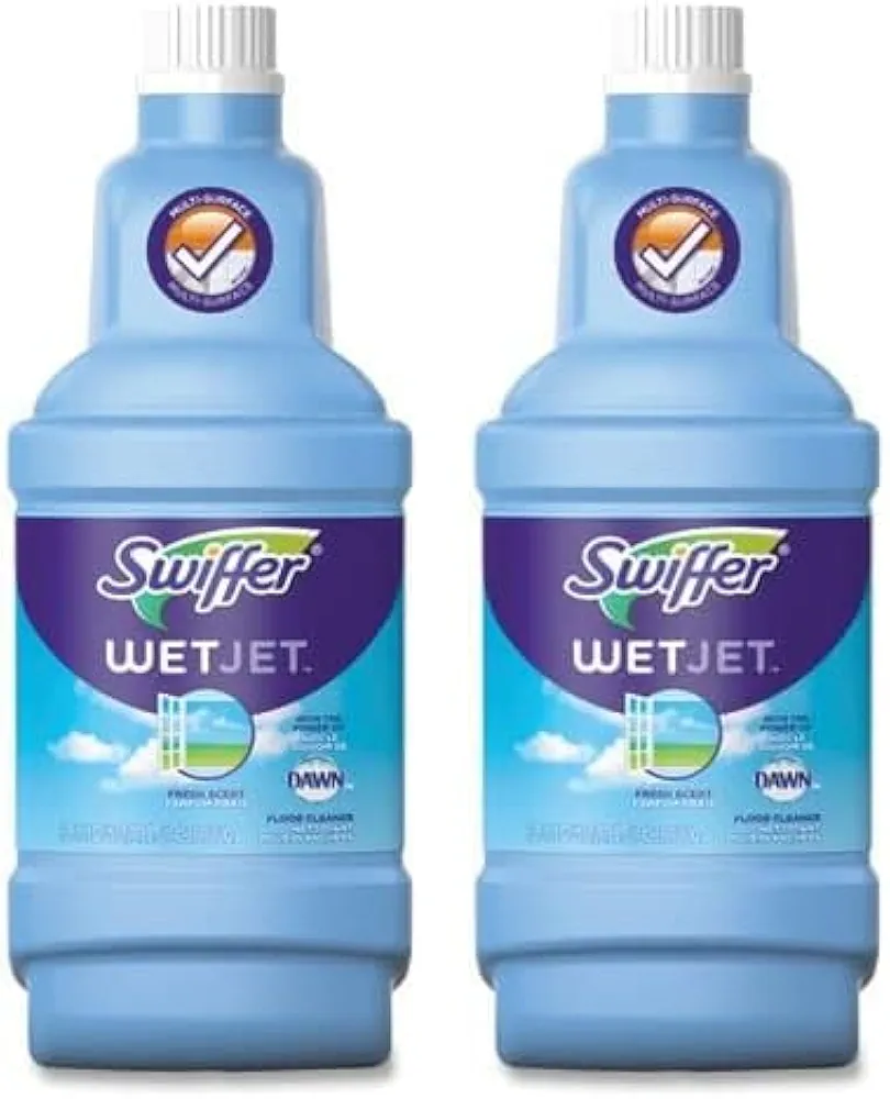 Swiffer WetJet Antibacterial Solution Refill for Floor Mopping and Cleaning, All Purpose Multi Surface Floor Cleaning Solution, Fresh Citrus Scent, 1.25 Liters (Pack of 2)