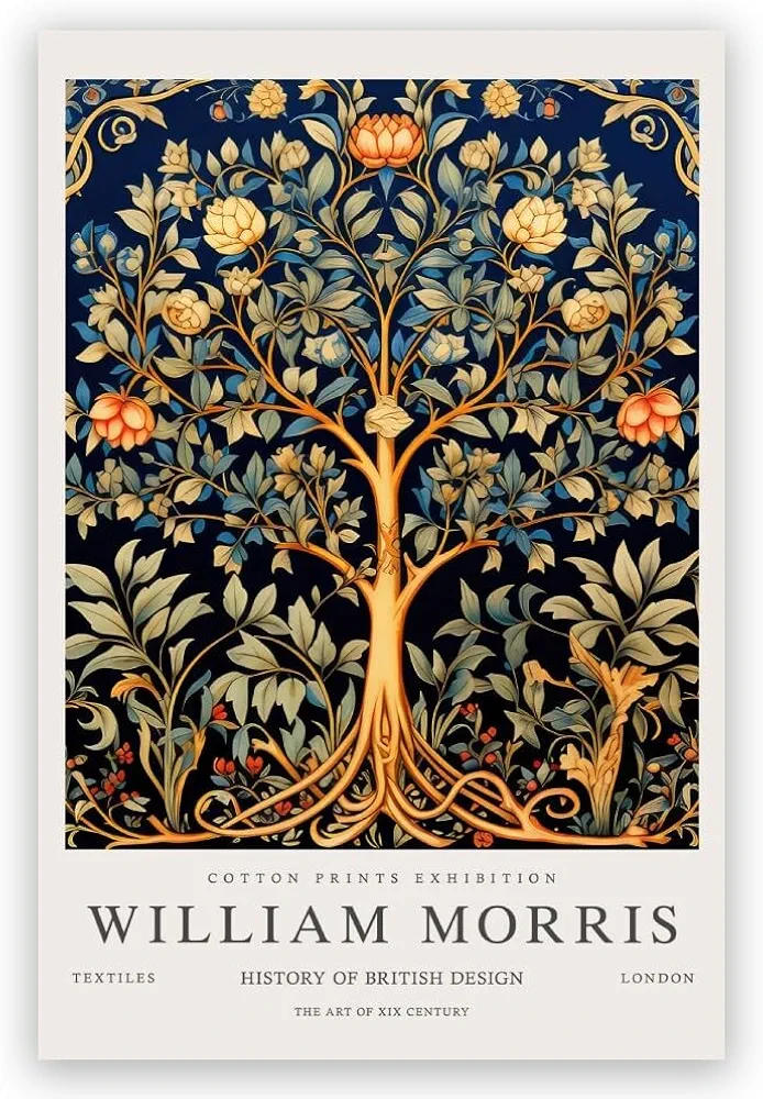 IalGyzquo William Morris Poster Vintage william morris wall art Tree of Life Exhibition Canvas Print for Bedroom Kitchen Living Room Office Decor 12x18inch Unframed