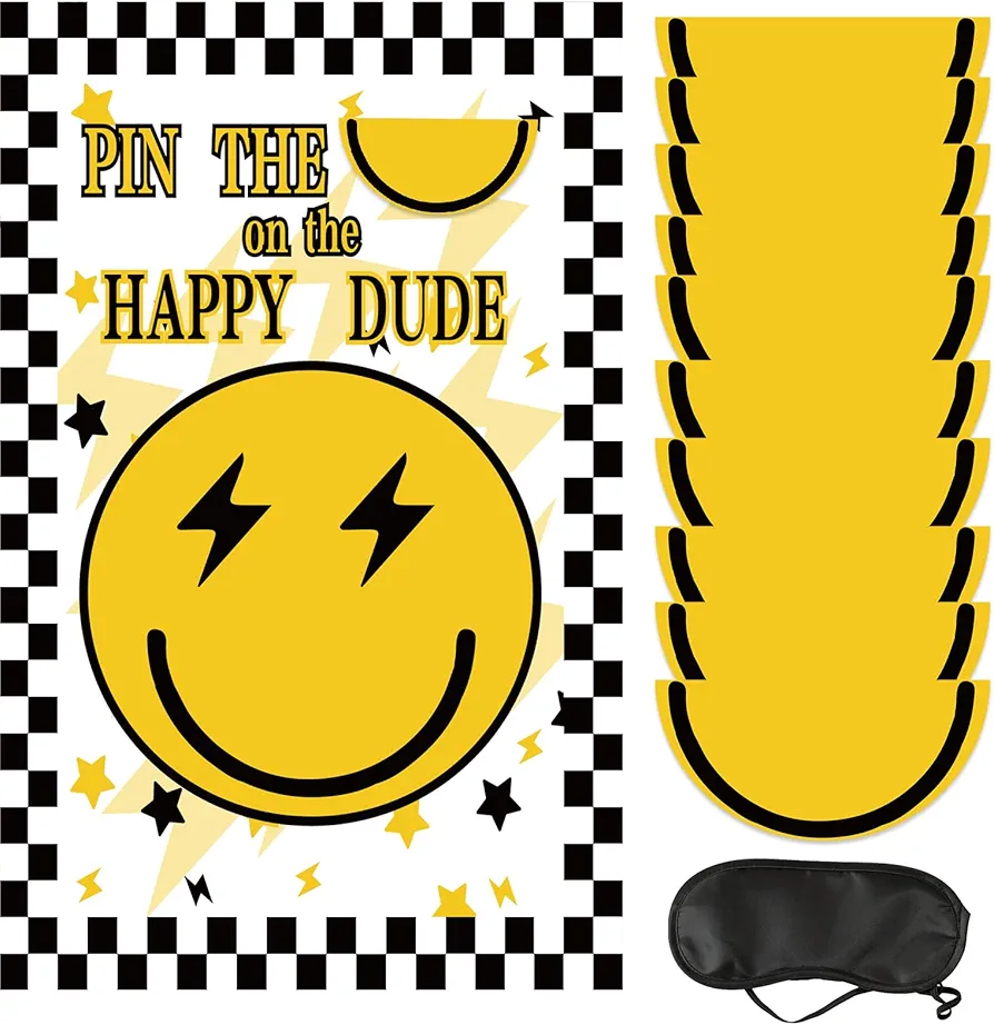 Pin The Tail on The ONE Happy Dude Party Game for Wedding Baby Shower, ONE Happy Dude Party Supplies Favors Birthday Party Games for Kids Home Room Decorations-10 Stickers