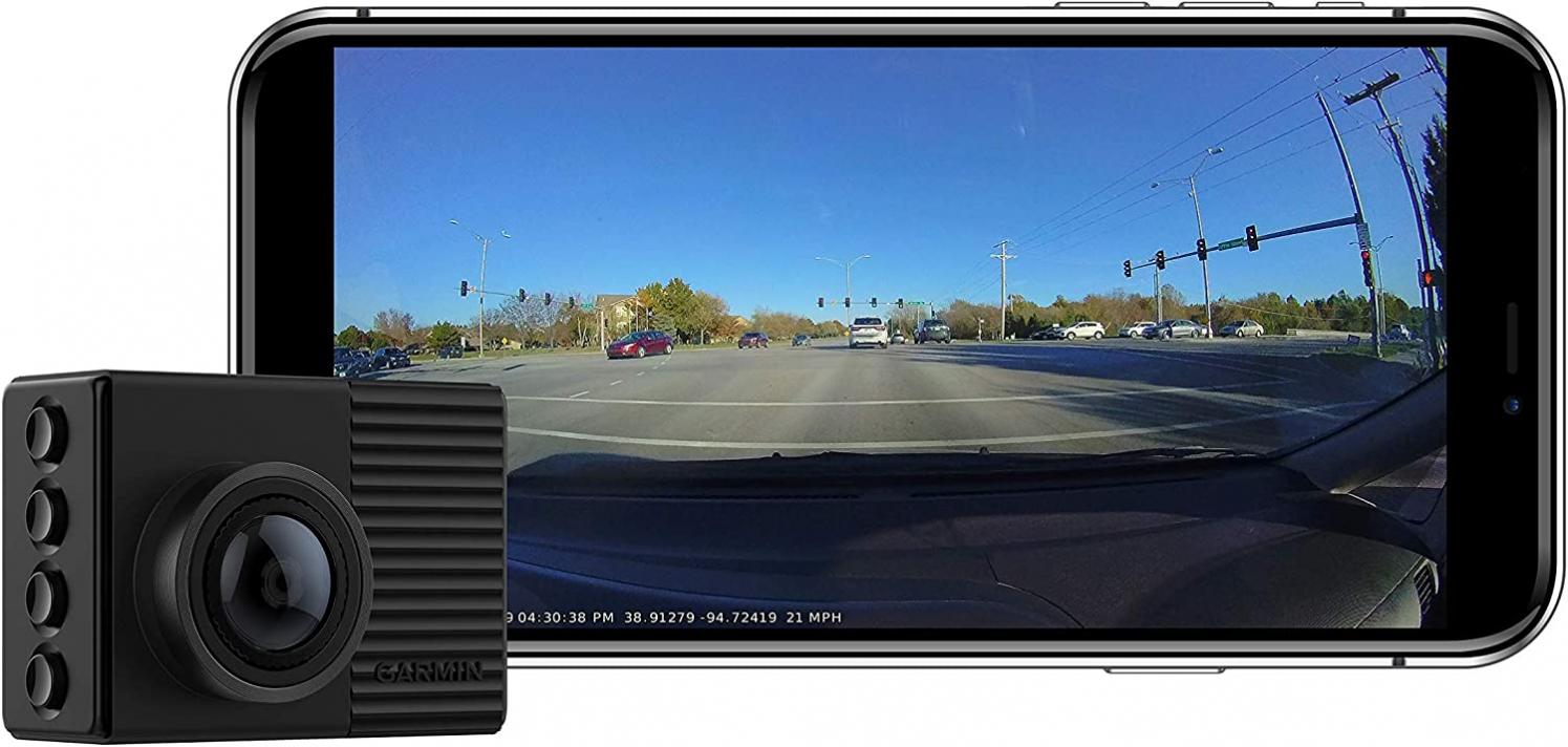 Garmin Dash Cam 66W, Extra-Wide 180-Degree Field of View In 1440P HD, 2" LCD Screen and Voice Control, Very Compact with Automatic Incident Detection and Recording , Black (Renewed)