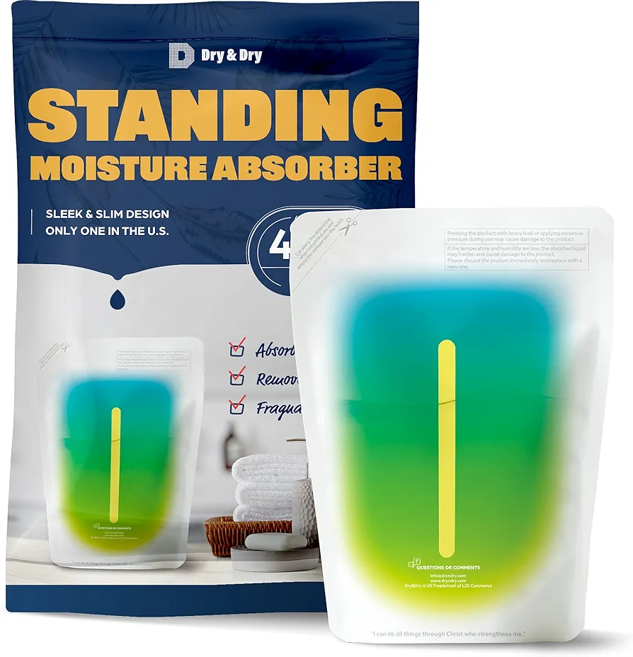 Dry & Dry 10 Packs Standing Moisture Absorbers to Control Excess Moisture for Basements, Closets, Bathrooms, Laundry Rooms - Moisture Absorbers, Standing Moisture Absorbers