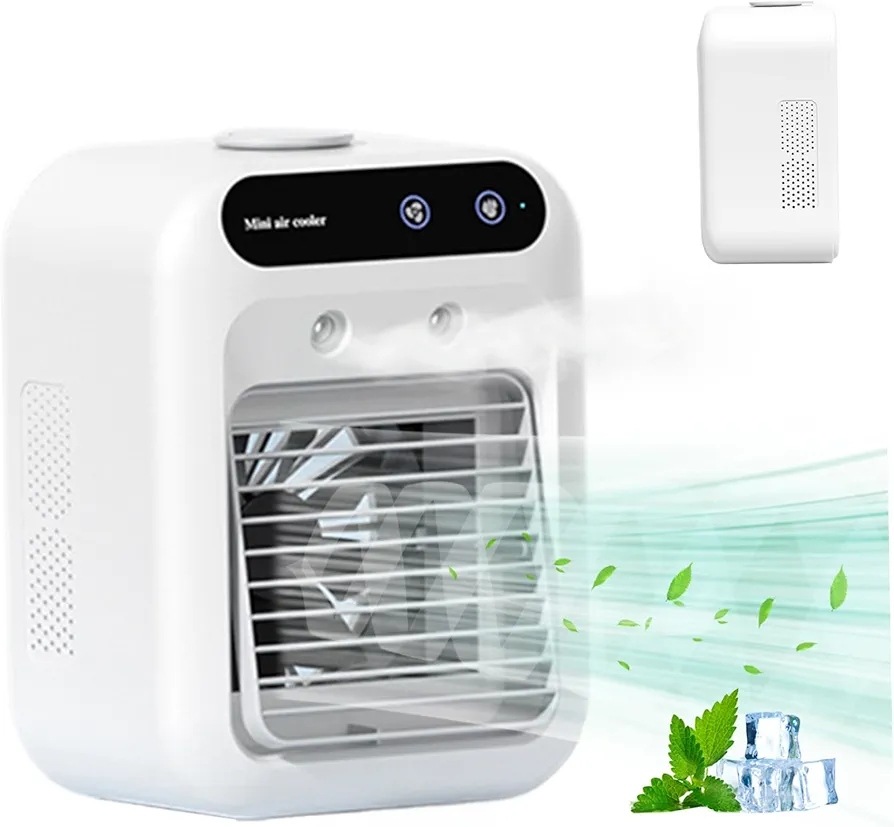 Portable Air Conditioners, Mini Air Cooler Fan with 2 Speeds & 2 Spraying Modes, Personal Evaporative Air Cooler, Air Conditioner Portable for Room