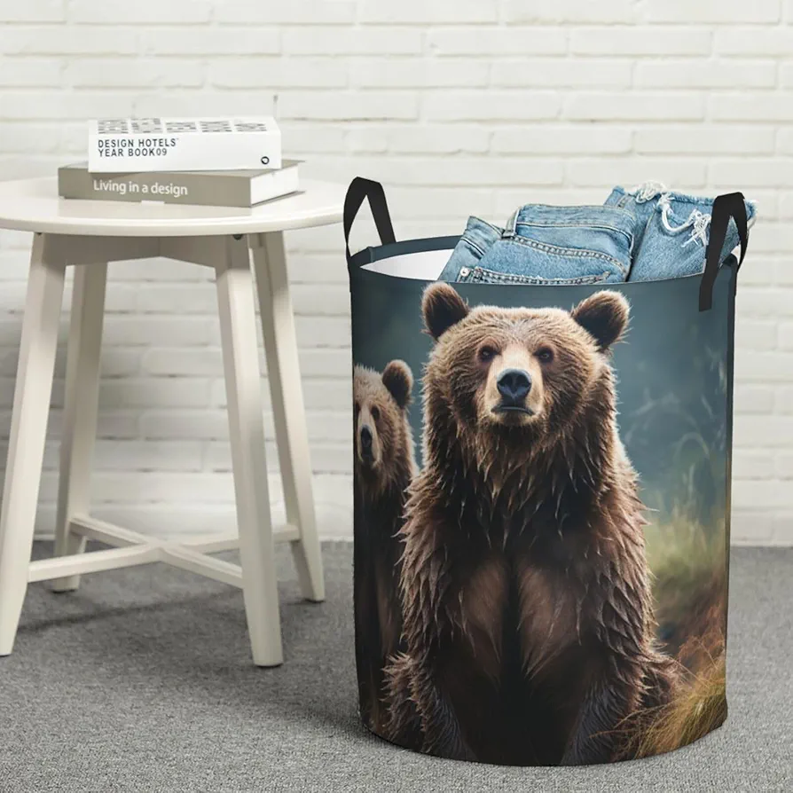 Large Laundry Basket Encounter animal Bear Laundry Hamper Dirty Clothes Hamper for Laundry Collapsible Waterproof Laundry Baskets Decor Basket for Bedroom Living Room