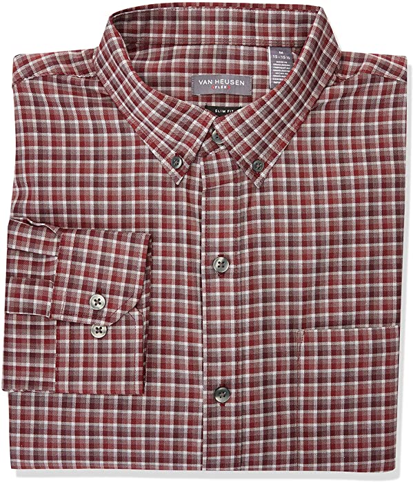 Van Heusen Men's Big and Tall Flex Long Sleeve Button Down Stretch Plaid Shirt