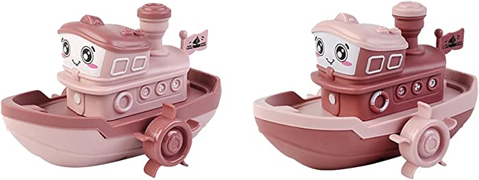 Katutude Wind Up Bath Toys Floating Wind-up Boat Toys, Clockwork Ship Model Bathtub Bathroom Pool Beach Toys for Baby Toddlers Infant - Pink