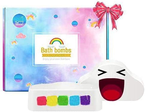 Rainbow Bath Bombs,2 Large 6.5oz Handmade Natural Ingredients and Dreamy Rainbow Bath Bombs Gift Set ,Cloud Bath Bombs with Rich Bubbles,Gift Valentine's Day, Birthday for her, Girls, Women and Kids