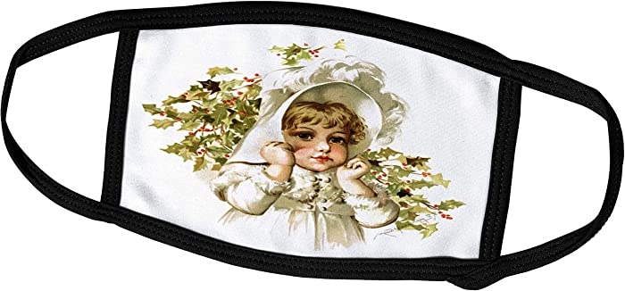 3dRose VintageChest – Girls - Humphrey – Autumn Girl with Holly - Face Covers (fc_125967_1)