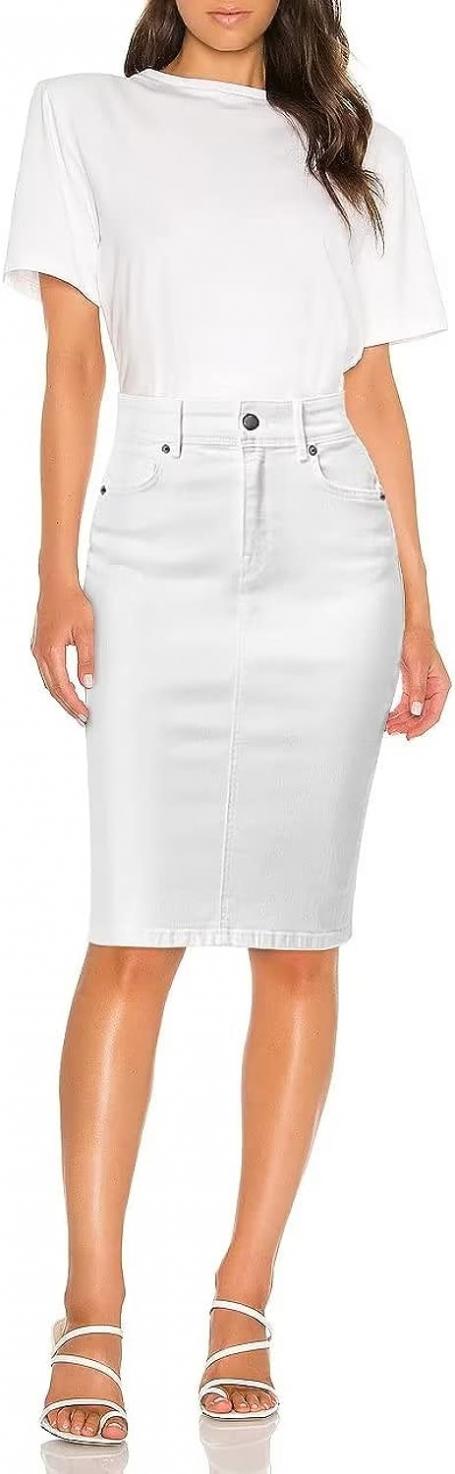 Hybrid Women's Super Comfy Ultra Stretch Midi Skirt Knee Length with Pockets