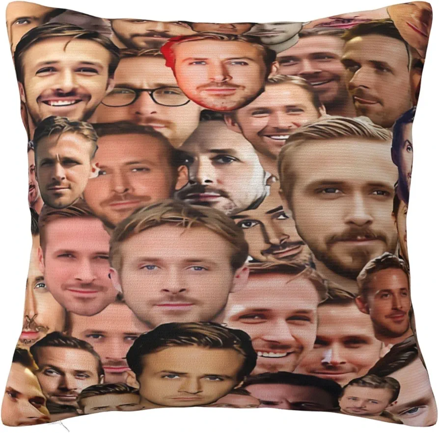 Ryan Gosling Collage Throw Pillow Covers Square Throw Pillow Case Print Graphic Decorative Pillowcase for Bedroom Sofa Living Room 22"X22"