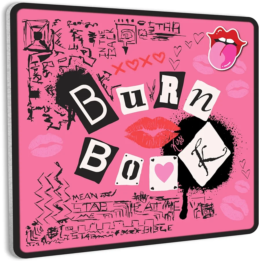 HK Studio Pink Room Decor for Teen Girls 13" x 13" - Burn Book Y2K Room Decor Aesthetic