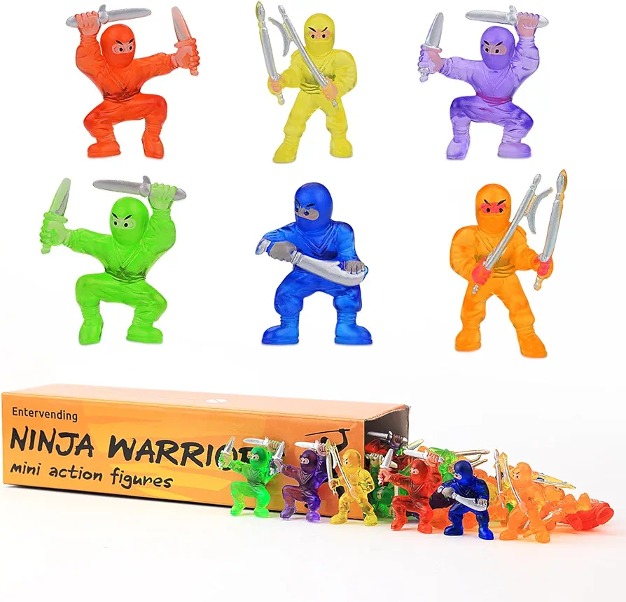 Ninja Toy Figures - 2 Inch Mini Ninjas Figures in Gift Box - Easter Egg Fillers - 24 Pcs Mini Plastic Ninja Figurines for Birthday Goody Bags, Party Favors, Classroom Prizes