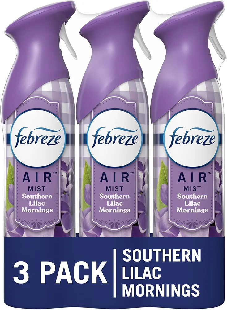 Febreze Air Fresheners, Room Freshener Spray, Odor-Fighting Air Effects, Lilac Scent, 8.8 oz. Aerosol Can, (Pack of 3)