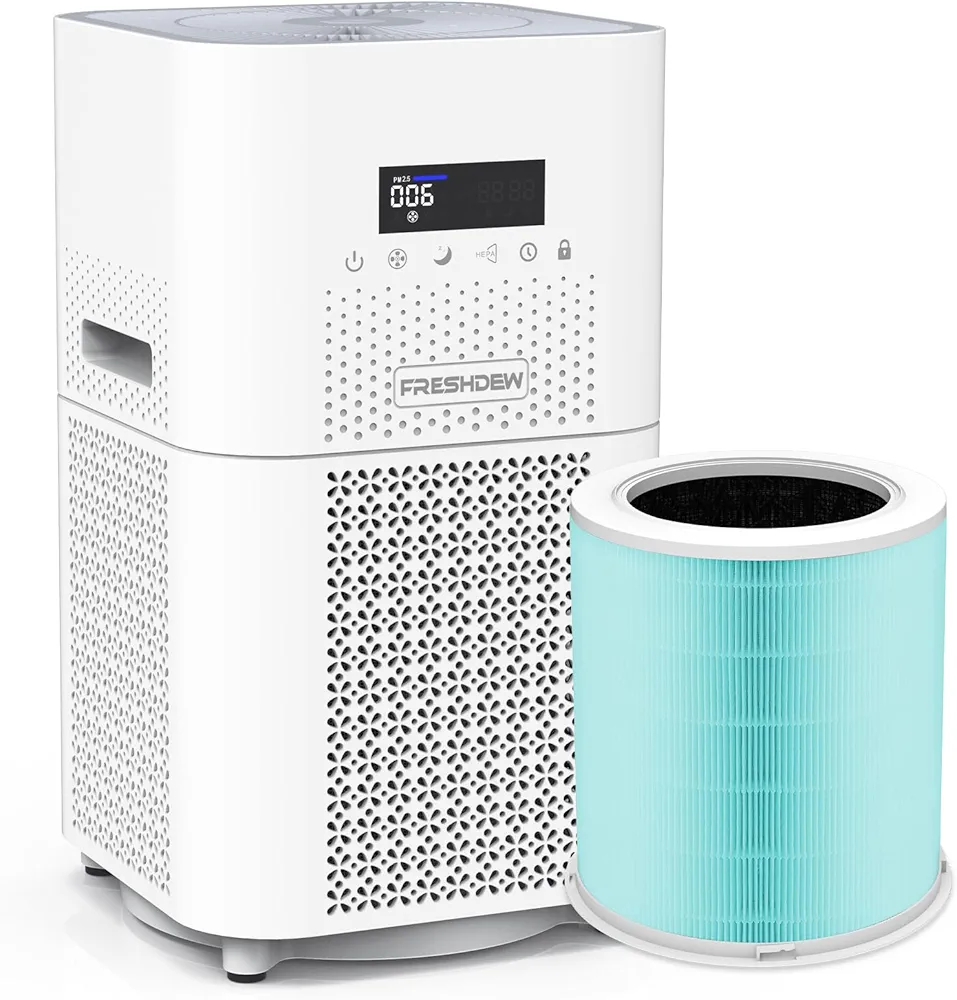 Air Purifier for Home Large Room,FRESHDEW Air Purifiers H13 True HEPA Filter up to 1830 Ft², Air Purifier for Bedroom with PM 2.5 Display for Pet Odor, Dust, Smoke, Wildfire