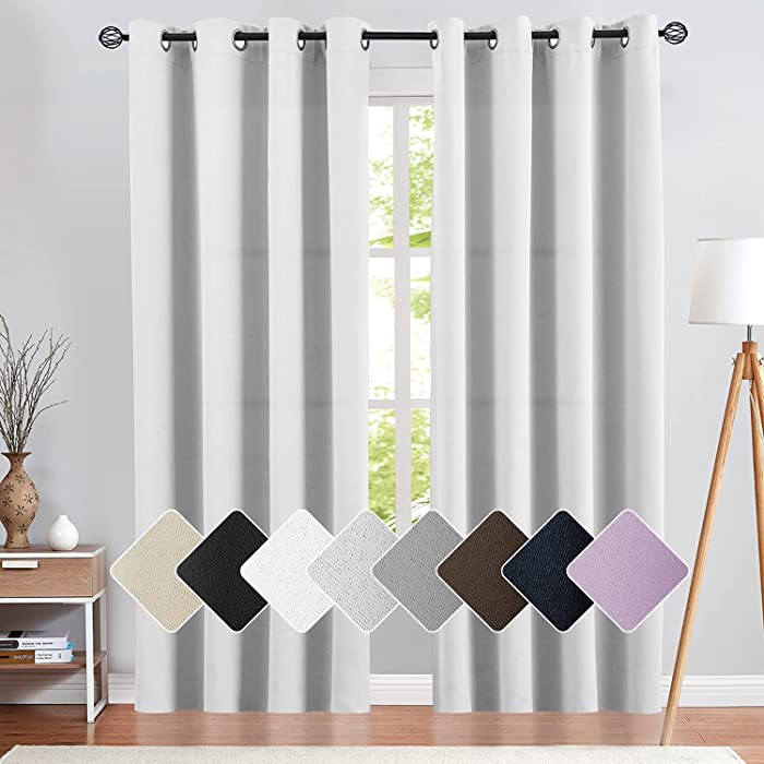 Vangao Greyish White Curtain 95 Inches Long for Living Room Bedroom Room Darkening Window Treatment Panel Triple Weave Moderate Blackout Drape Grommet Top 1 Panel