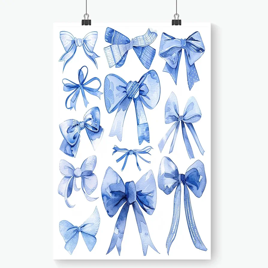 WDIHGUE Watercolor Light Blue Bow Prints Painting Poster Canvas Wall Art Preppy Aesthetic Bedroom Living Room Decor Funky Posters Family Wall Decor Decorations 12X16inch Unframed