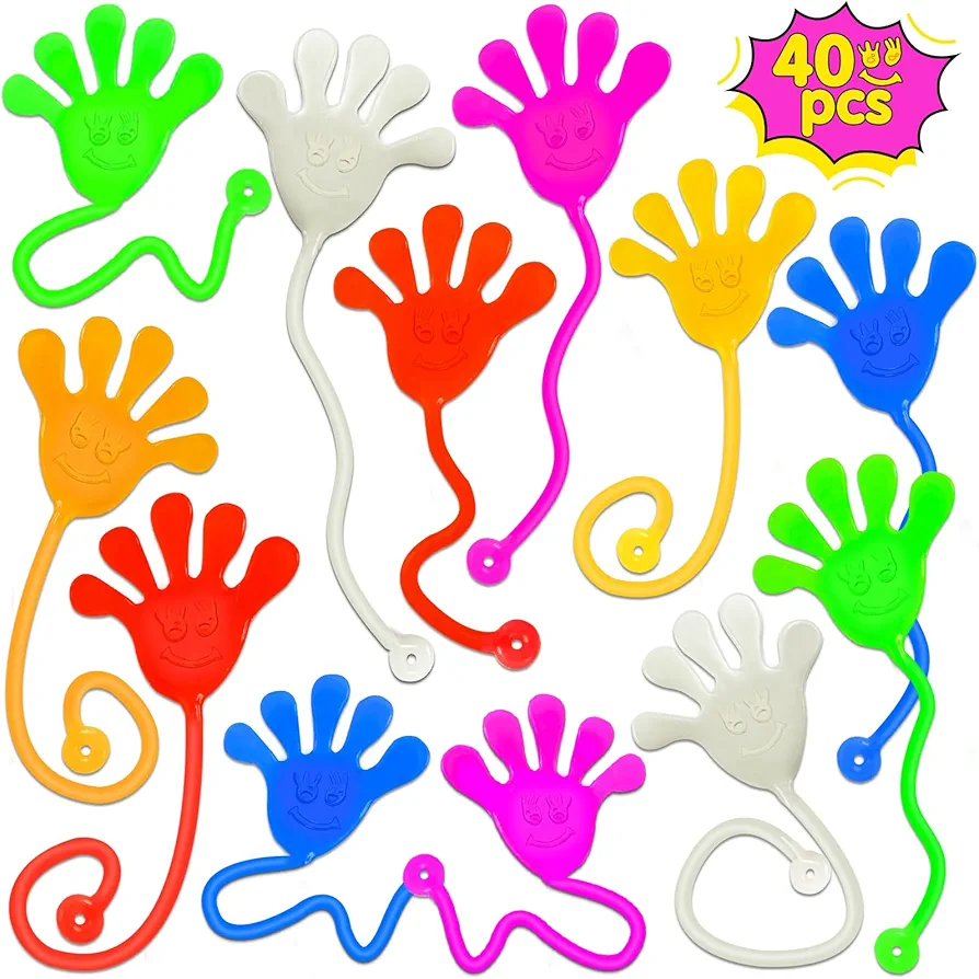 40PCS Sticky Hands for Kids Party Favor Goodie Bags Stuffers Pinata Fillers Classroom Students Prizes Stretchy Treasure Box Toys Preschool Kindergarten Graduation School for Boys Girls Bulk Gifts