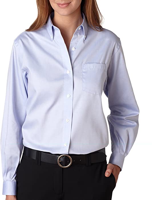 Van Heusen V0110 Ladies' Long-Sleeve Blended Pinpoint Oxford