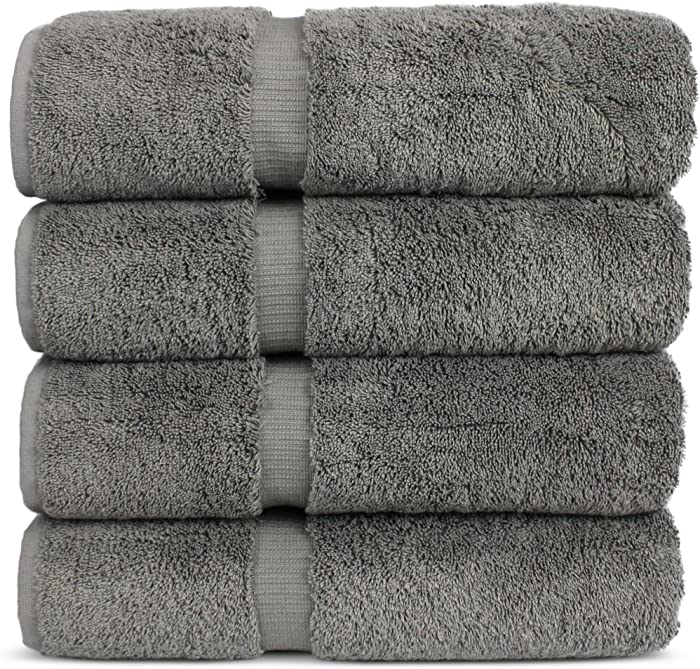 Chakir Turkish Linens Hotel & Spa Quality, Highly Absorbent 100% Cotton Turkish Towel Set (Set of 4, Gray)