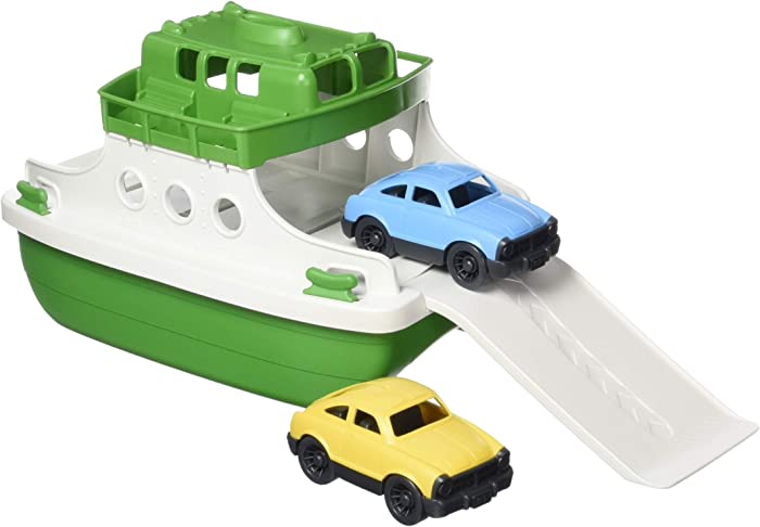 Green Toys Ferry Boat, Green/White CB - Pretend Play, Motor Skills, Kids Bath Toy Floating Vehicle. No BPA, phthalates, PVC. Dishwasher Safe, Recycled Plastic, Made in USA.