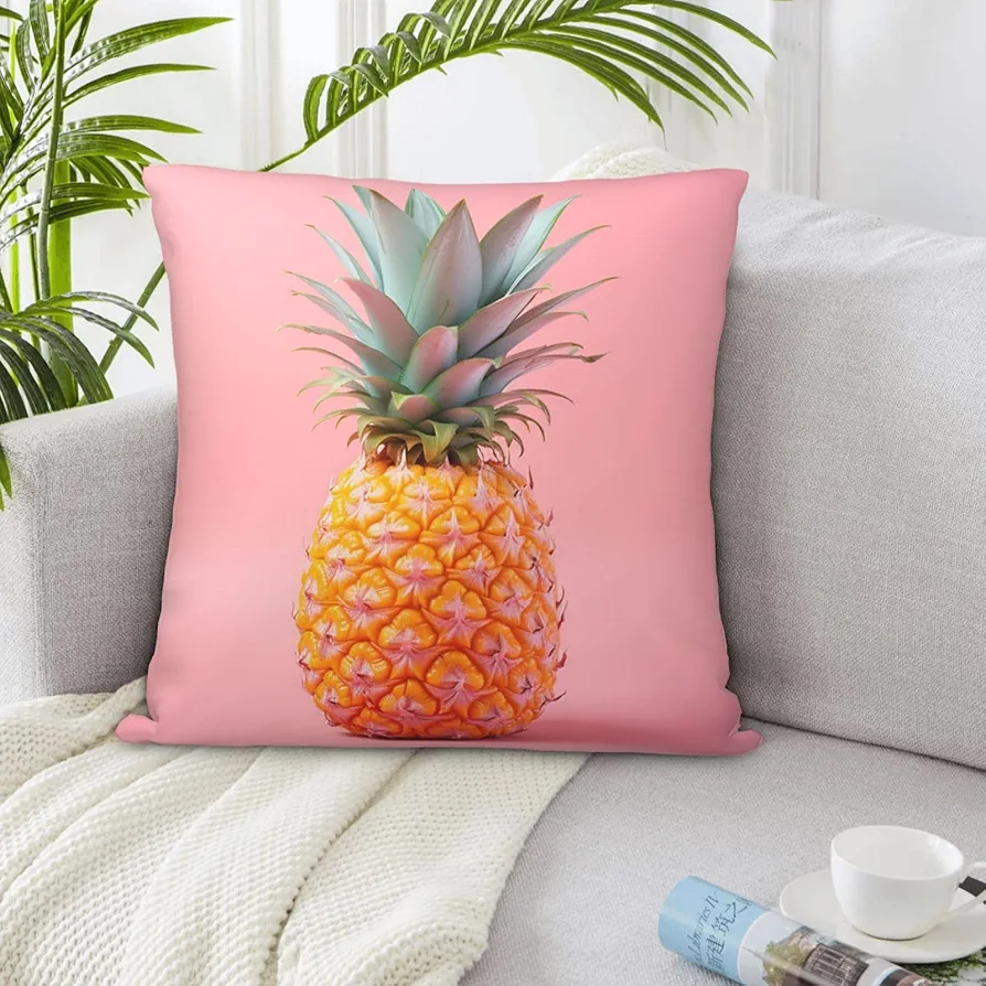 Decorative Throw Pillow Covers 12"x12" Square Pillow Covers A Pineapple Throw Pillow Cover for Sofa Double Sided Plush Pillow Case Cushion Case for Living Room