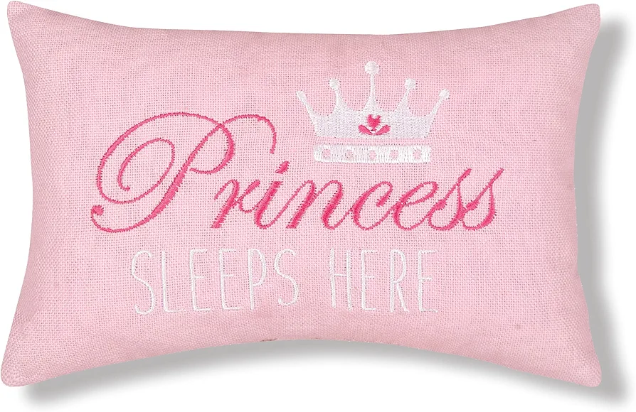 C&F Home Pink Princess Sleeps Here 6" x 9" Extra Small Throw Pillow Decor Decoration, Soft Embroidered Novelty Mini Throw Pillow For Girls, Kids, Toddler, Children 6 x 9 Pink