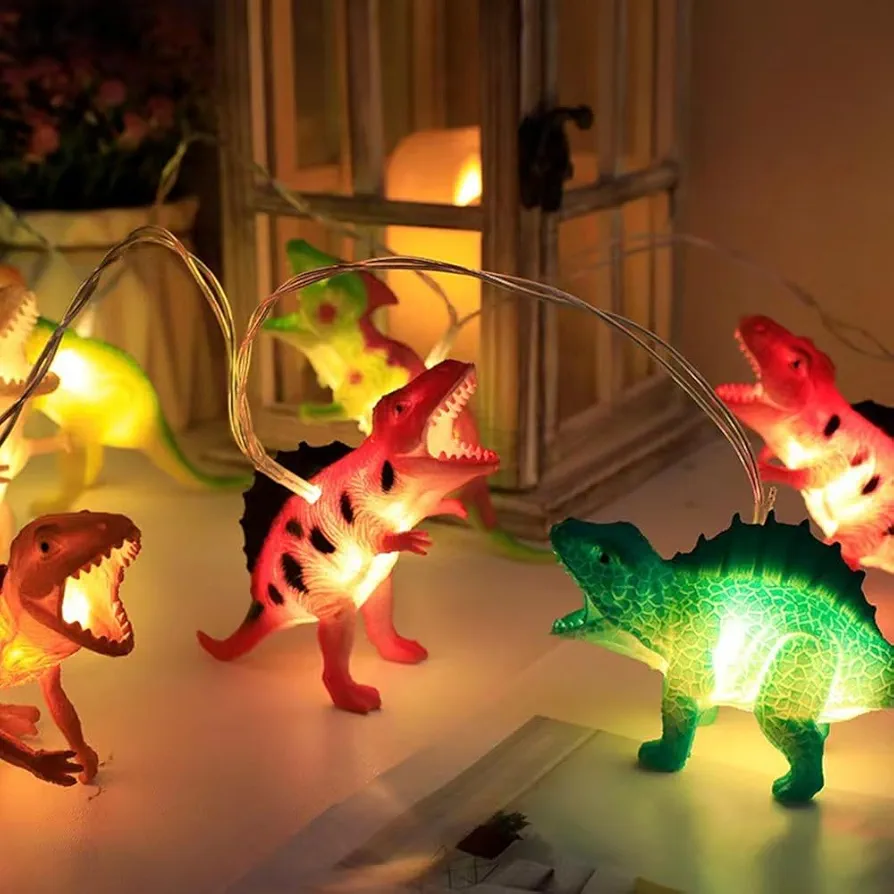 Fantasee 1.5M 10 LED Dinosaur String Lights Battery Operated LED Fairy Fantastic Lights for Bedroom Baby Room Child Room Birthday Party Decoration (Multi-Colored Dinosaur)