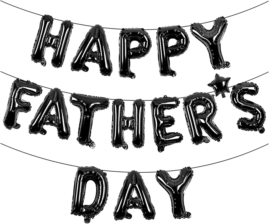 Happy Fathers Day Balloons Banner Black Glitter Father's Day Balloons Fathers Day Decoration Supplies (Black)