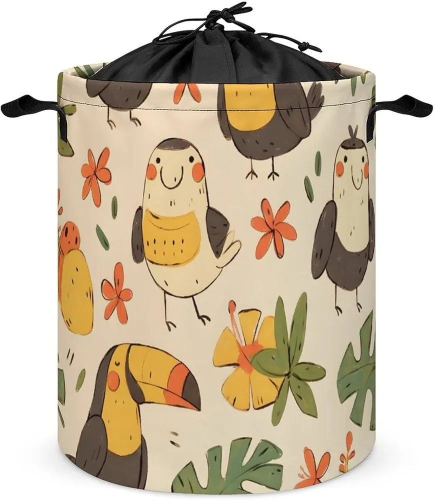 Laundry Hampers, Large Drawstring Laundry Bag, Removable Laundry Bags, Collapsible Storage Bin with Handles for Home Organization, Kids Room, Nursery Orange