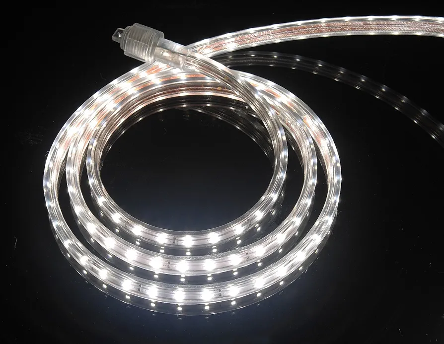 CBconcept UL Listed, 6.6 Feet, 720 Lumen, 4000K Soft White, Dimmable, 110-120V AC Flexible Flat LED Strip Rope Light, 120 Units 3528 SMD LEDs, Indoor Outdoor Use, Accessories Included, Ready to use