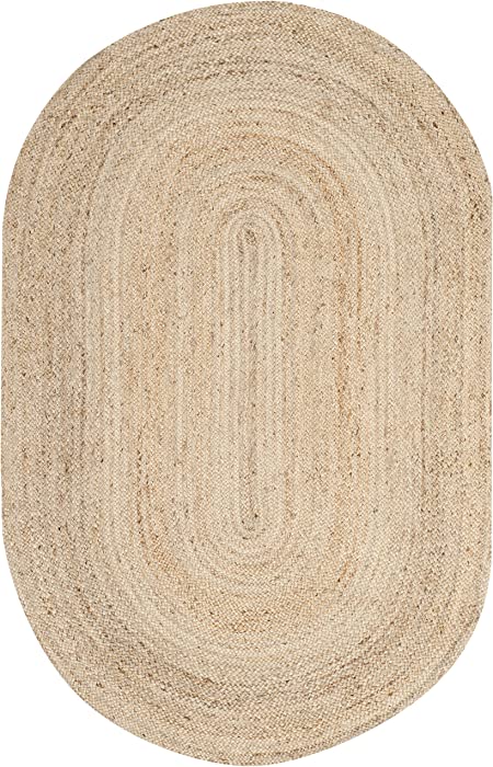 SAFAVIEH Cape Cod Collection 5' x 8' Oval Natural CAP252A Handmade Flatweave Jute Area Rug