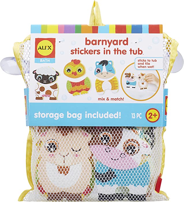 Alex 200103-1 Bath Barnyard Stickers in The Tub, Multicolor Kids Bath Activity