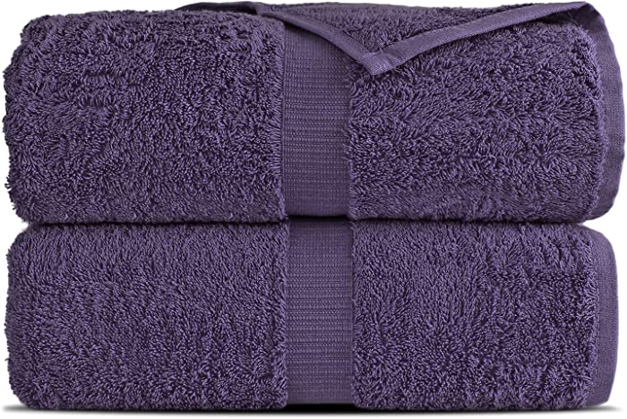 Ca Cottonarts 100% Cotton Soft & Absorbent Premium Quality Turkish Towels (Plum, Bath Sheet Towels - Set of 2)