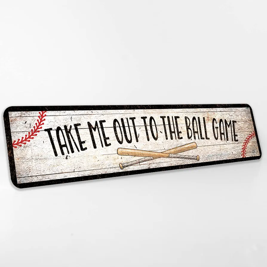 Take Me Out To The Ball Game Metal Sign Kids Room Boys Room Baseball Décor Wall Décor Gift 4x18 204182001017