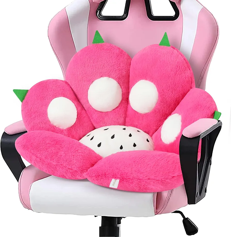 Ditucu Cat Paw Cushion Kawaii Dragon Fruit Chair Cushions 27.5 x 23.6 inch Cute Stuff Seat Pad Comfy Lazy Sofa Office Floor Pillow for Gaming Chairs Room Decor Red