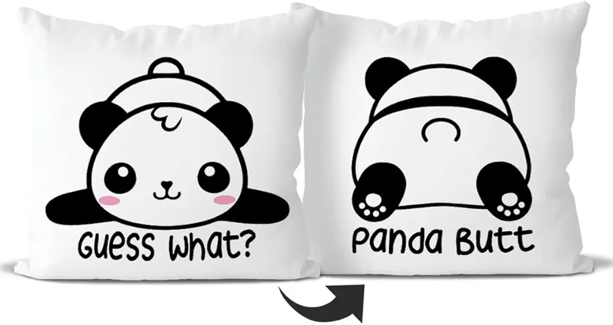 Funny Panda Throw Pillow Covers for Bed,Panda Gifts for Girls Kid Calming Corner Home Bedroom Play Room Nursery Decorations, 18x18 Inch Pillowcase