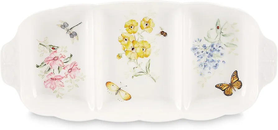 Lenox Butterfly Meadow 3 Part Divided Serving Tray, 2.30 LB