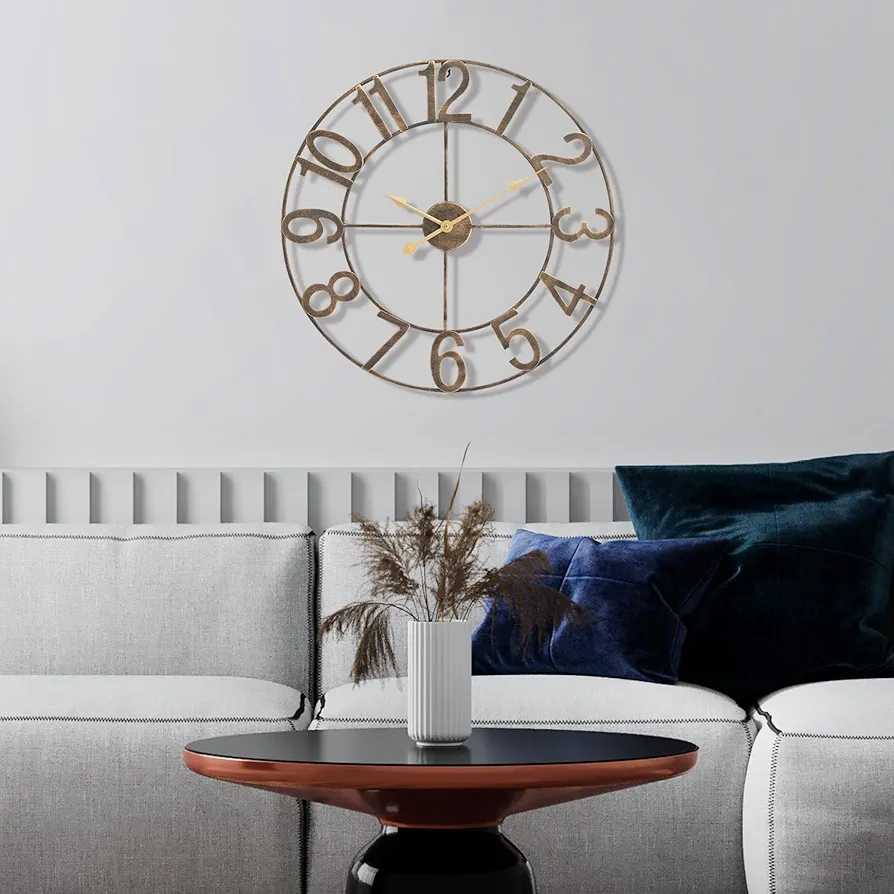 Sorbus Large Wall Clock for Living Room Decor - Wall Clock for Kitchen - 24 inch Big Wall Clock Decorative - Battery Operated Analog Large Clock for Bedroom, Home, Kitchen, Office, Wall Decor (Bronze)