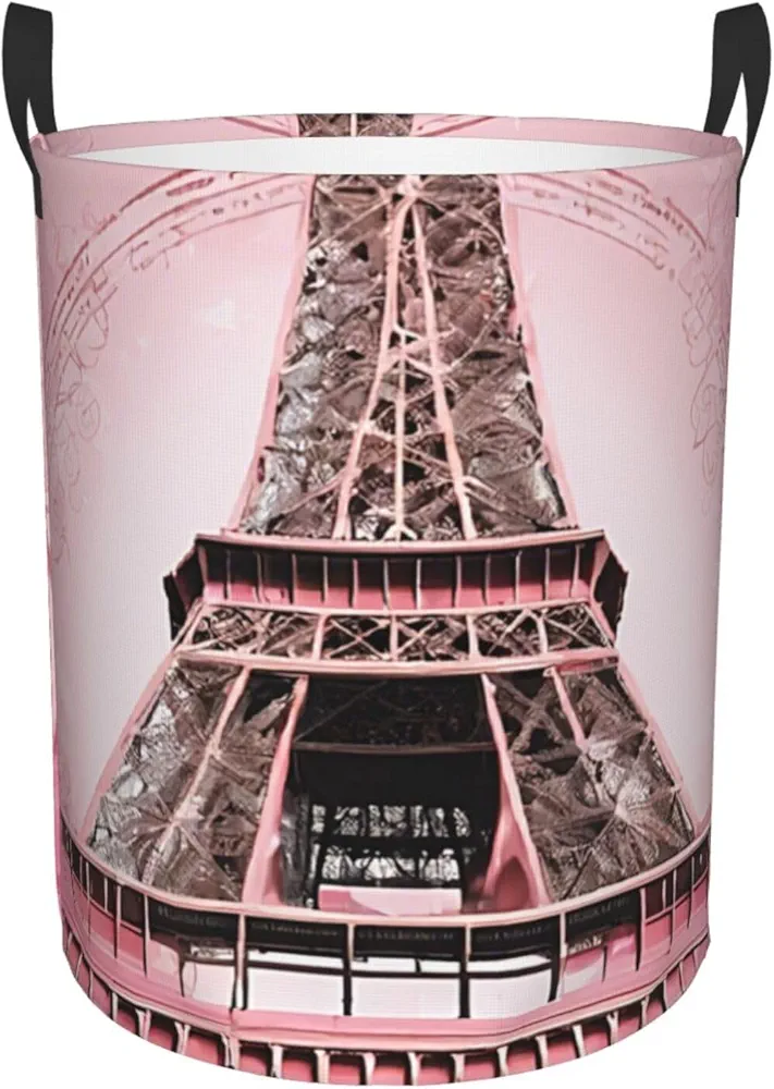 Laundry Baskets with Handles Waterproof Small inches Storage Basket, Collapsible Laundry Hampers, Laundry Room Organization & Apartment Essentials - Paris Eiffel Tower