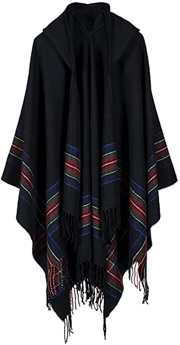 Bakerdani Poncho Capes with Hood Pashmina Cardigans Blanket Shawls with Tassels