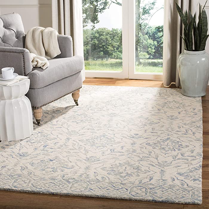 SAFAVIEH Dip Dye Collection 9' x 12' Light Blue/Ivory DDY901L Handmade Premium Wool Living Room Dining Bedroom Area Rug