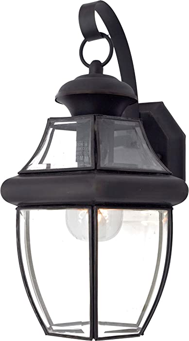 Quoizel NY8316Z Newbury Outdoor Wall Lantern Wall Mount Lighting, 1-Light, 150 Watt, Medici Bronze (14"H x 8"W)