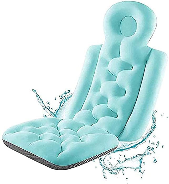 Tophacker Full Body Bathtub Pillow Non-Slip Luxury Spa Cushion for Tub Spa Bath Pillows for Head Neck Shoulder and Back Rest Hot Tub Accessories Blue