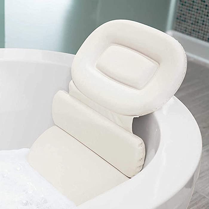 Bath Pillow Bath Pillows for Tub Neck and Back Support 3 Pannel Tub Pillow Natural Arc with 7 Suction Cups Comfortable Bath Tub Pillow Modern and Simple Style